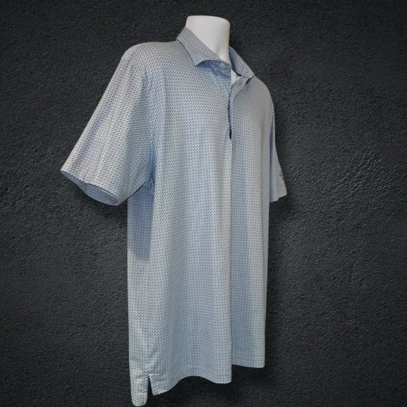 Johnnie-O Performance Golf Polo Shirt Men’s L Blue Micro Print Stretch - Picture 6 of 13